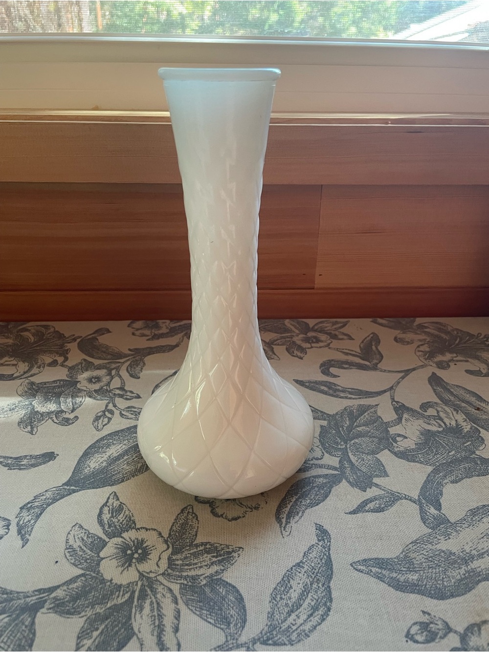 Classic White Quilted Glass Bud Vase